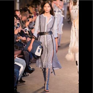 Altuzarra Runway $2295 Grenelle Swiss-dot Cotton Chiffon Midi Dress Sky blue